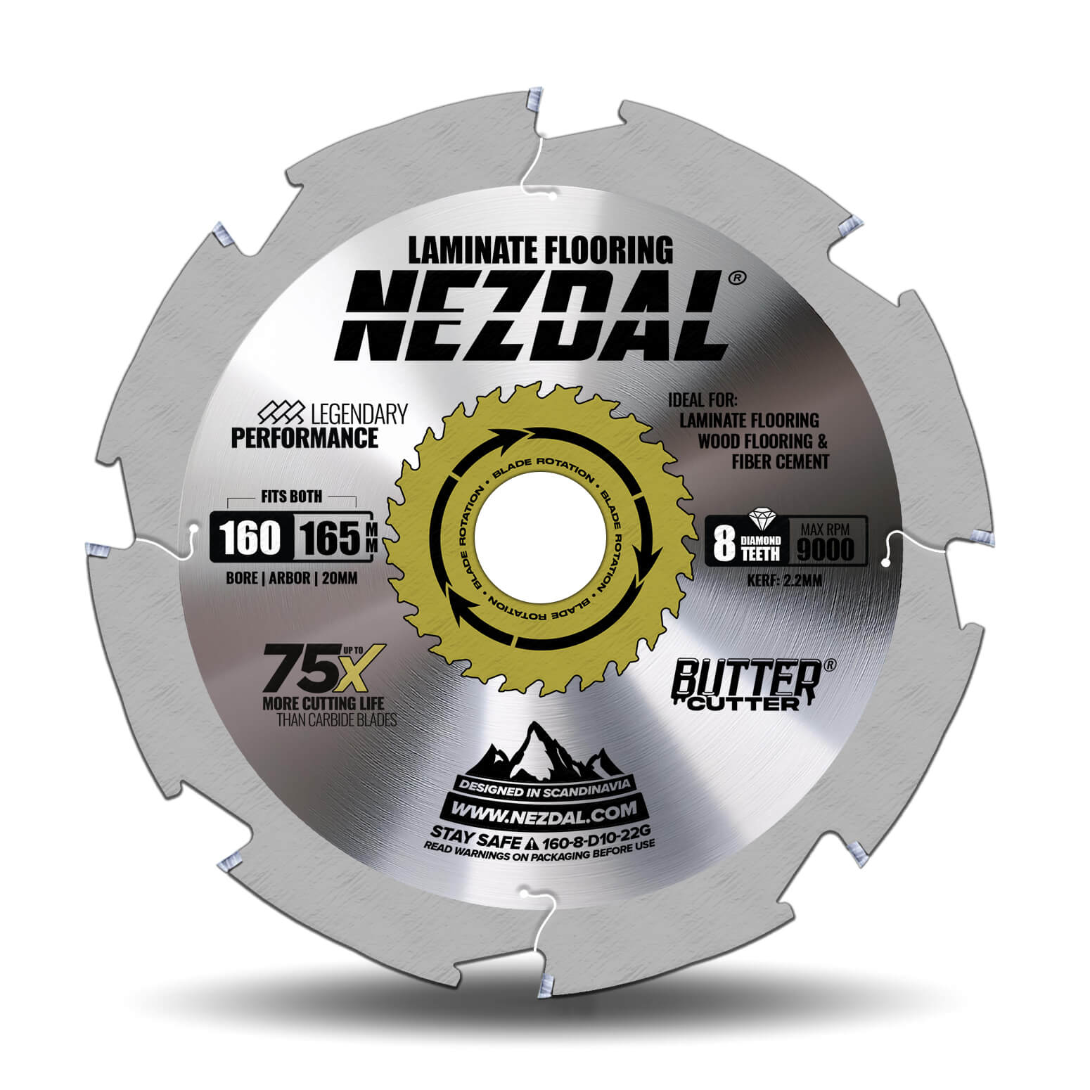 160/165mm | Laminate Flooring, Fibercement | Diamond Teeth | 75X Life | 1,8mm Kerf