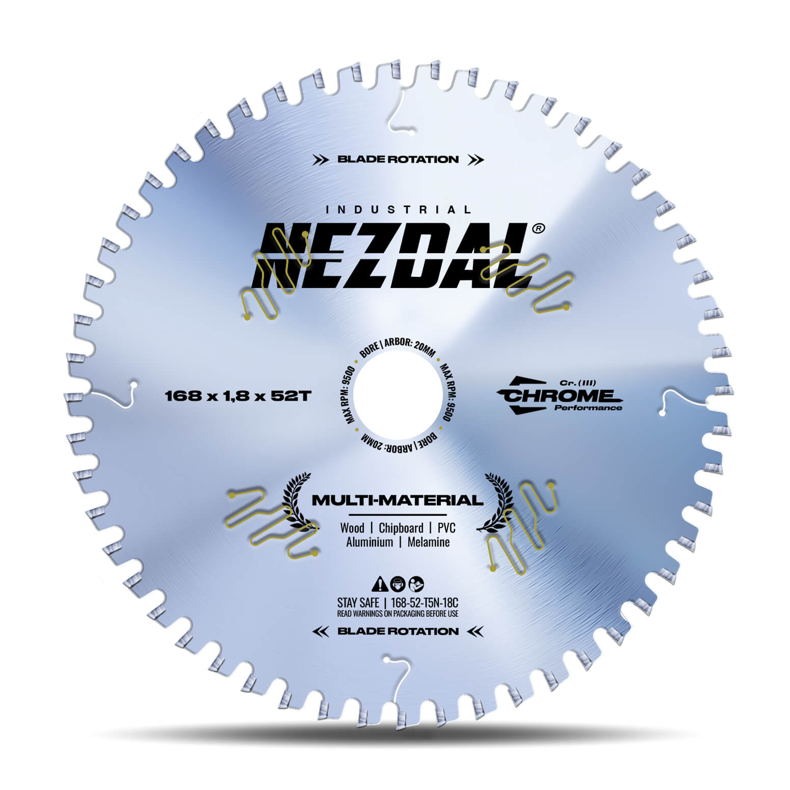 168mm | 52T | Multimaterial | Superfeine Schnittqualität | Industriequalität