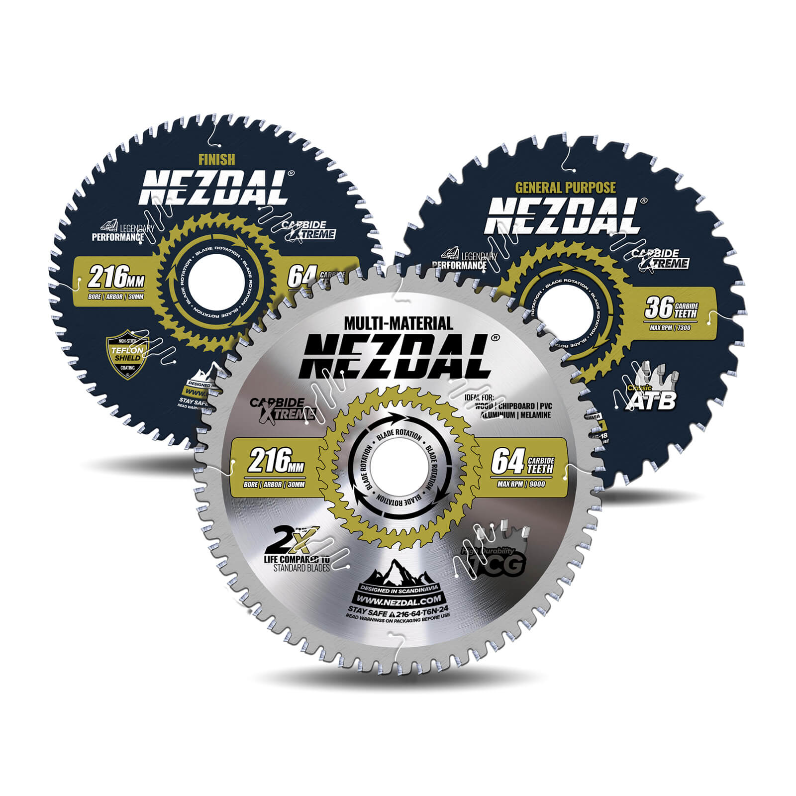216mm Trio | 36, 64, 64T | Universell, Superfeine Schnittqualität, Multimaterial | Kappsäge