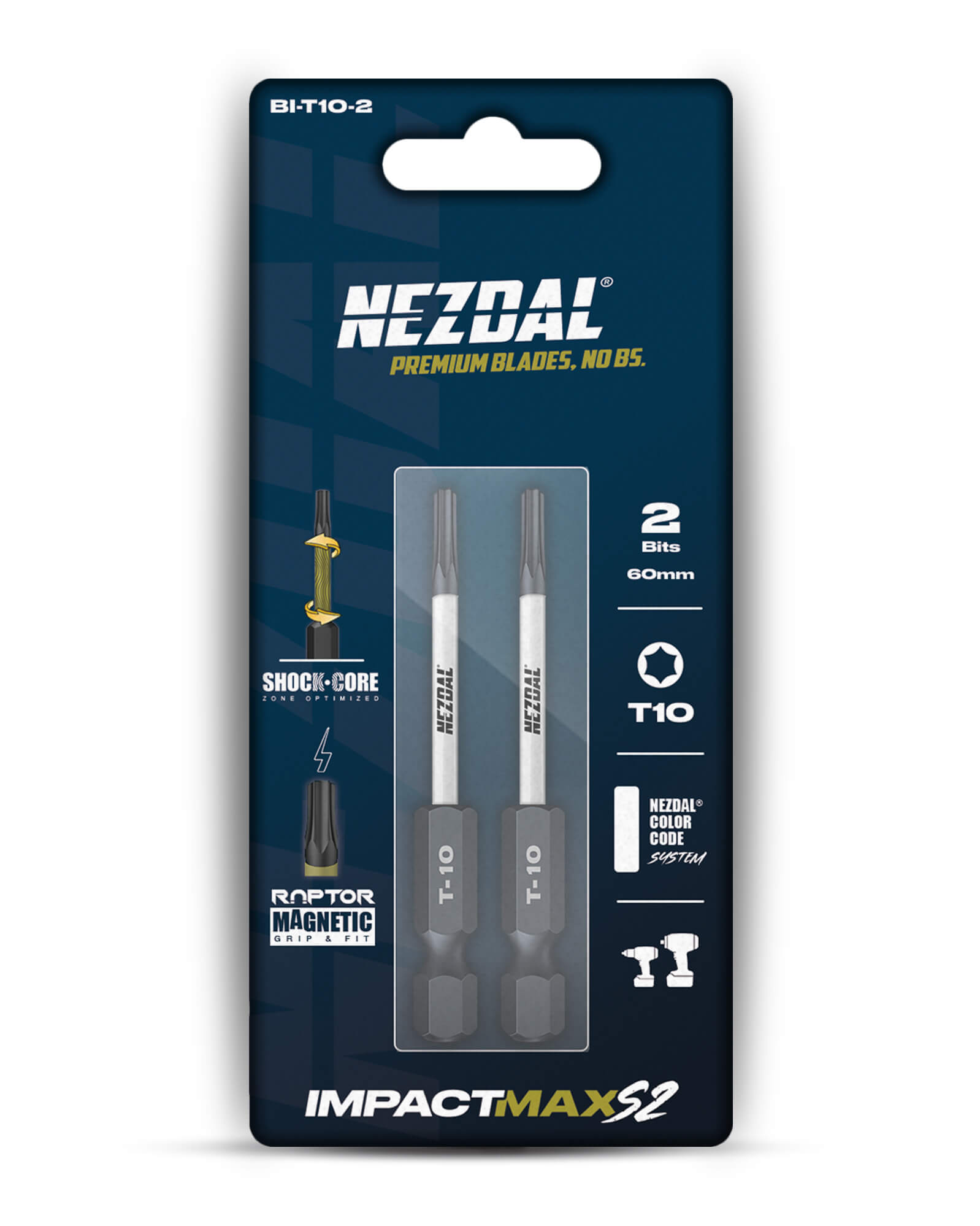 T10 | Bits | 60mm Länge | Farbcodiert | Perfekte Passform | Für Schlagschrauber & Bohrschrauber | 2 Stk.