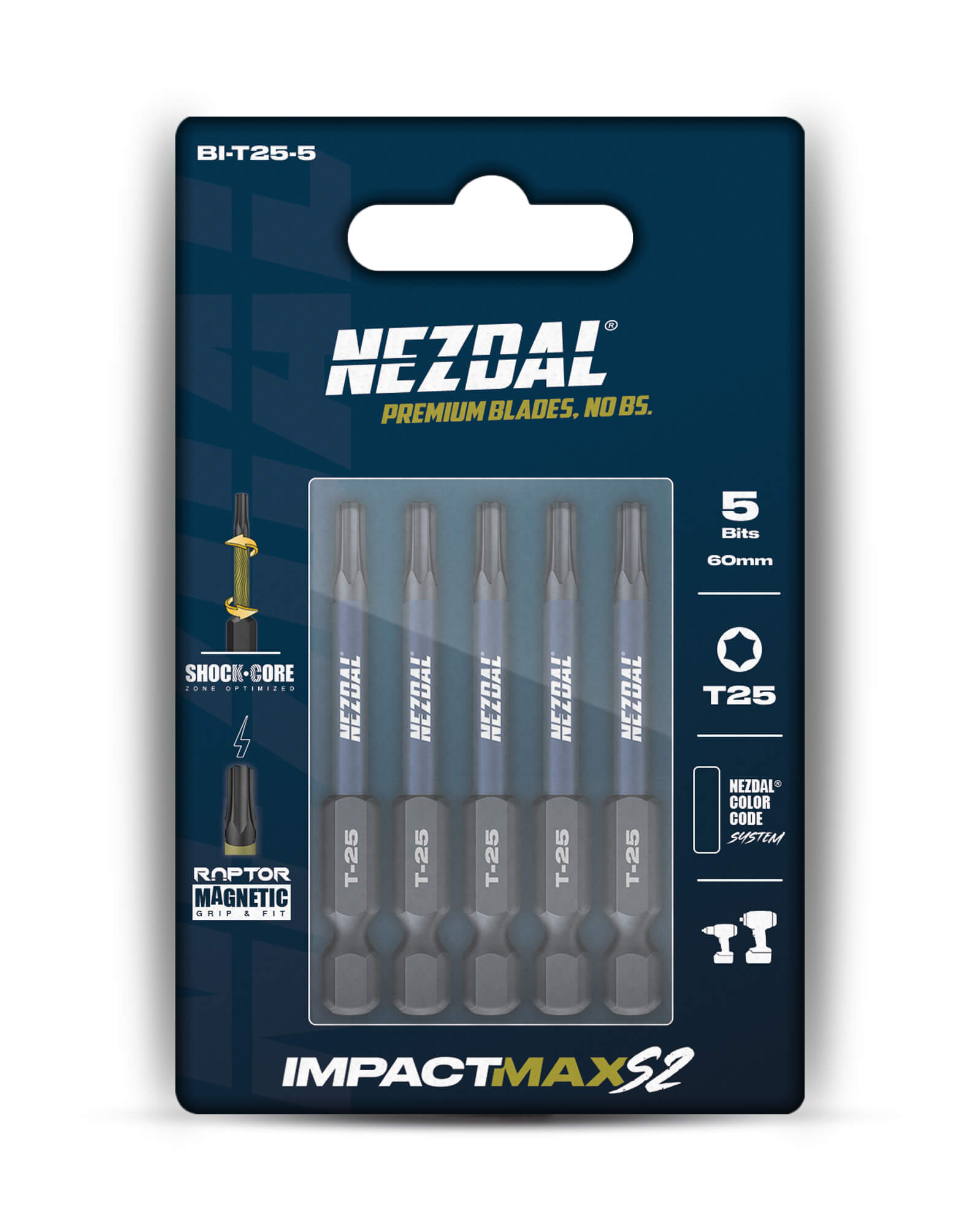 T25 | Bits | 60mm Länge | Farbcodiert | Perfekte Passform | Für Schlagschrauber & Bohrschrauber | 5 Stk.