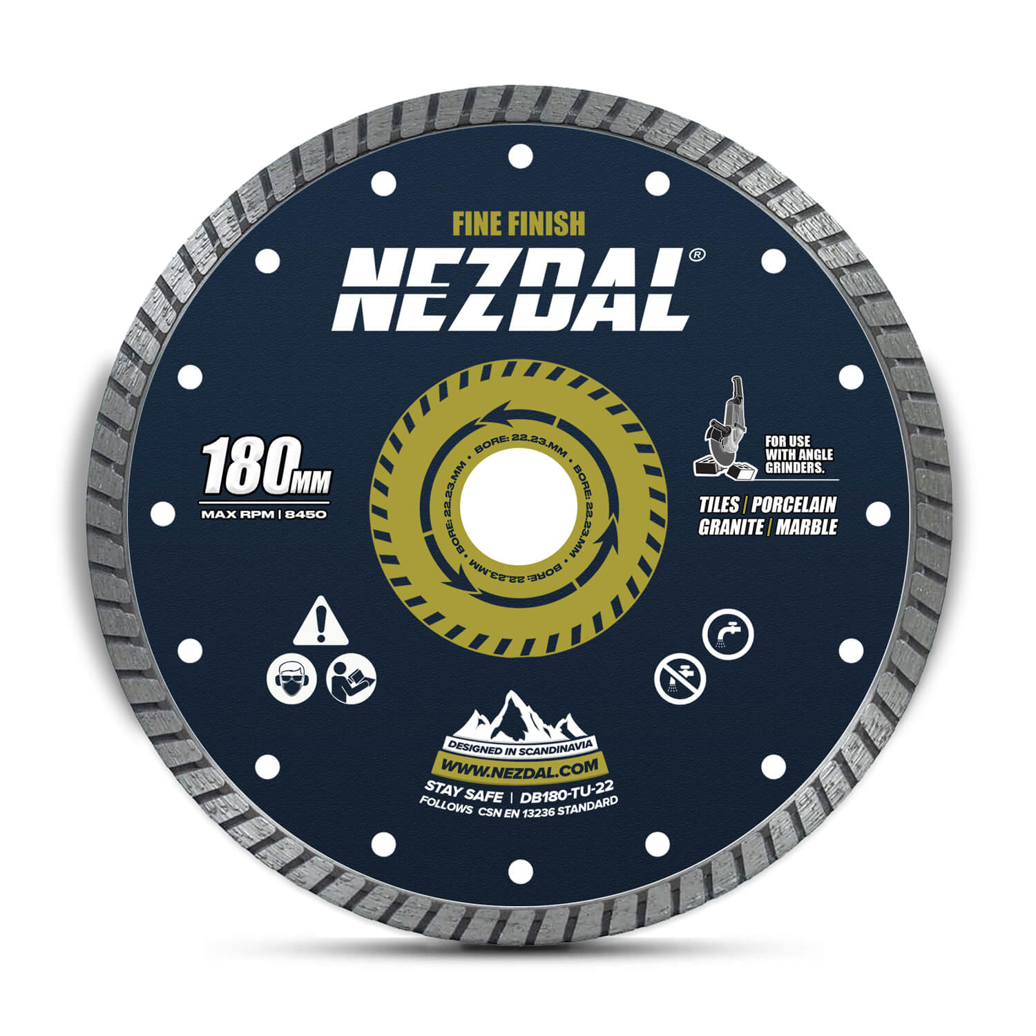 180mm | Fliesen, Marmor, Granit | Superfeine Schnittqualität | Winkelschleiferscheibe