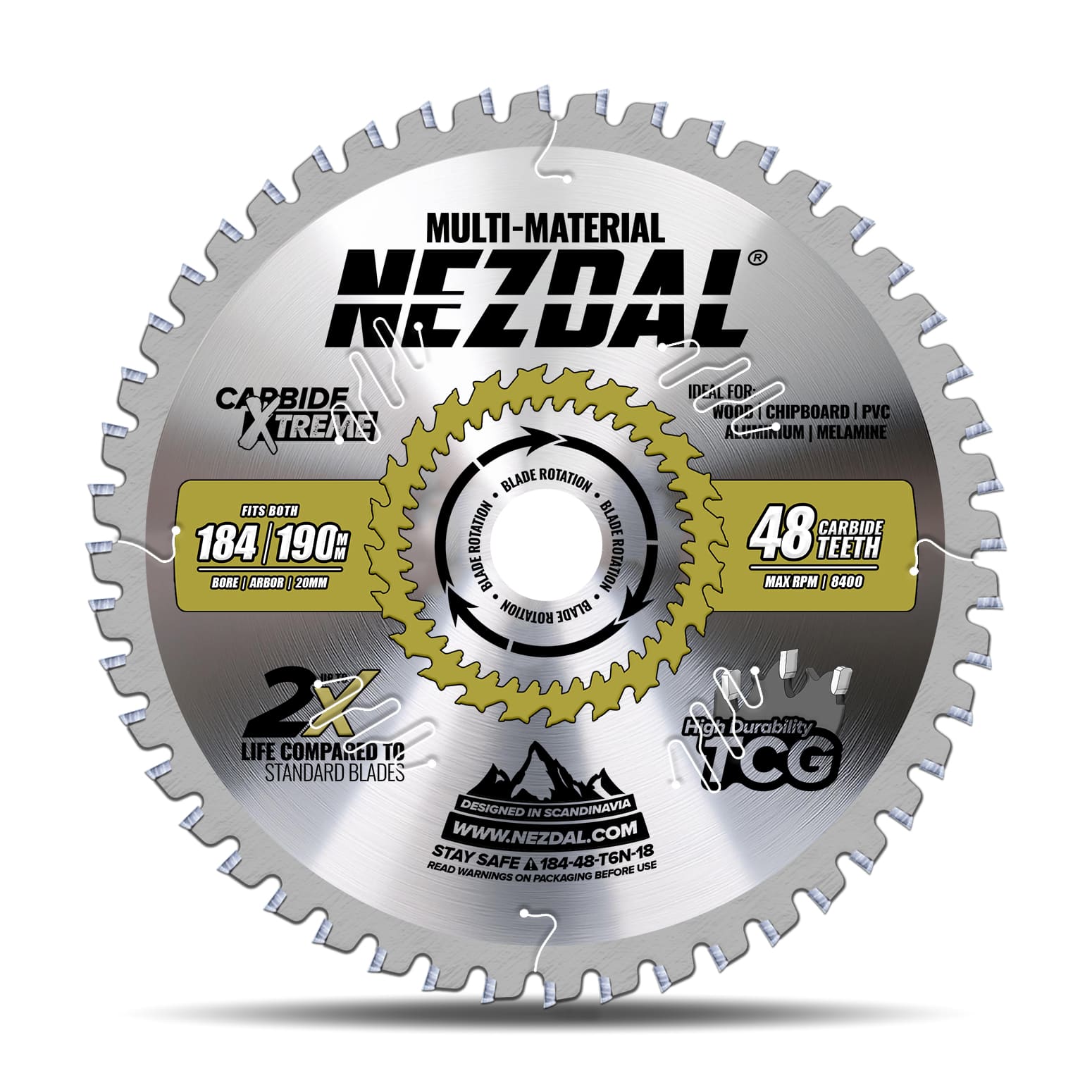 184/190mm | 48T | Multimaterial | Superfeine Schnittqualität | 20/16/15,87mm Aufnahmebohrung