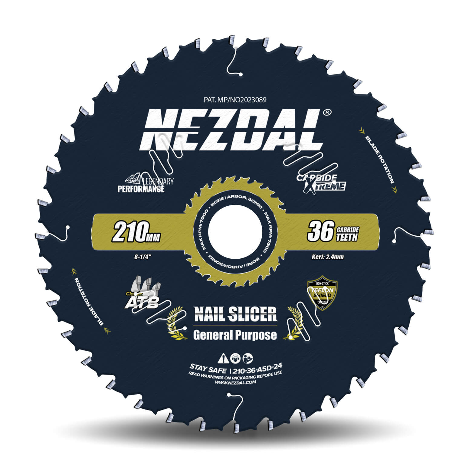 210mm | 36T | Holz & Nägel | Universell | Nail-Slicer® | 15X Lebensdauer | 2,4mm Schnittbreite