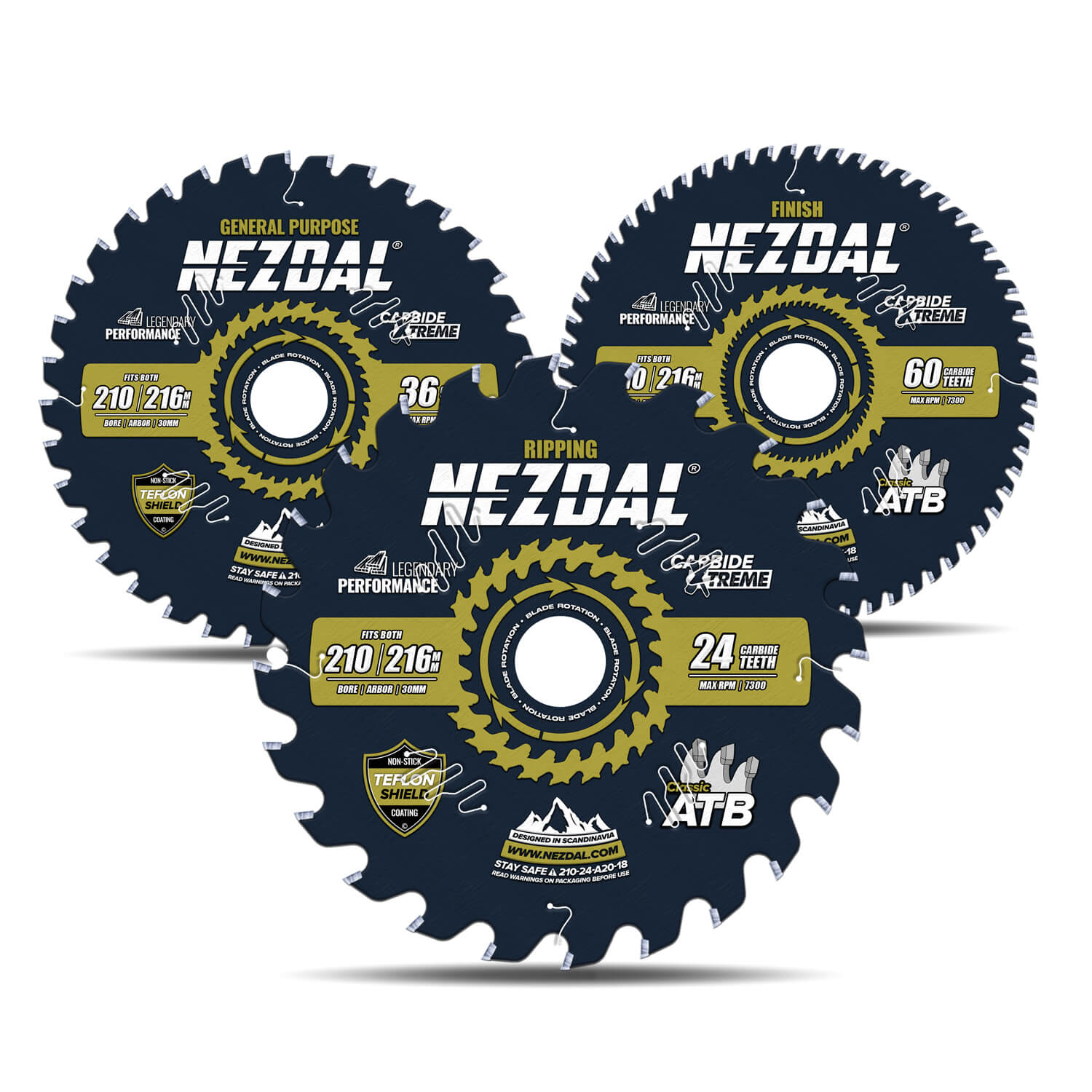 210mm Trio | 24, 36, 60T | Längsschnitt, Universell, Feine Schnittqualität | 1,8mm Schnittbreite | Tisch- und Handkreissäge