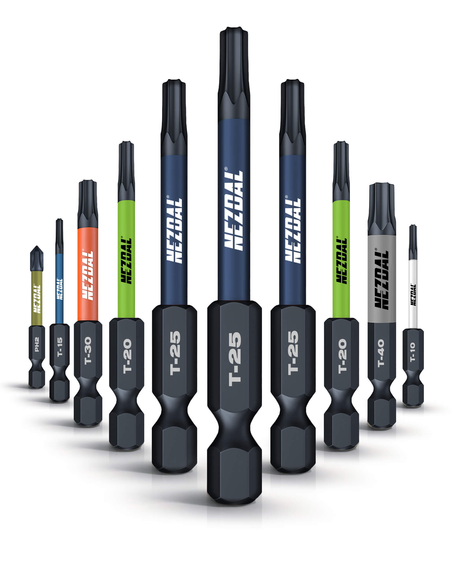 Zimmermanns Favoriten MegaPack | 25 Sets | 60mm Länge | Farbcodiert | Perfekte Passform | 10 Stk. Bits, Karabinerhalter