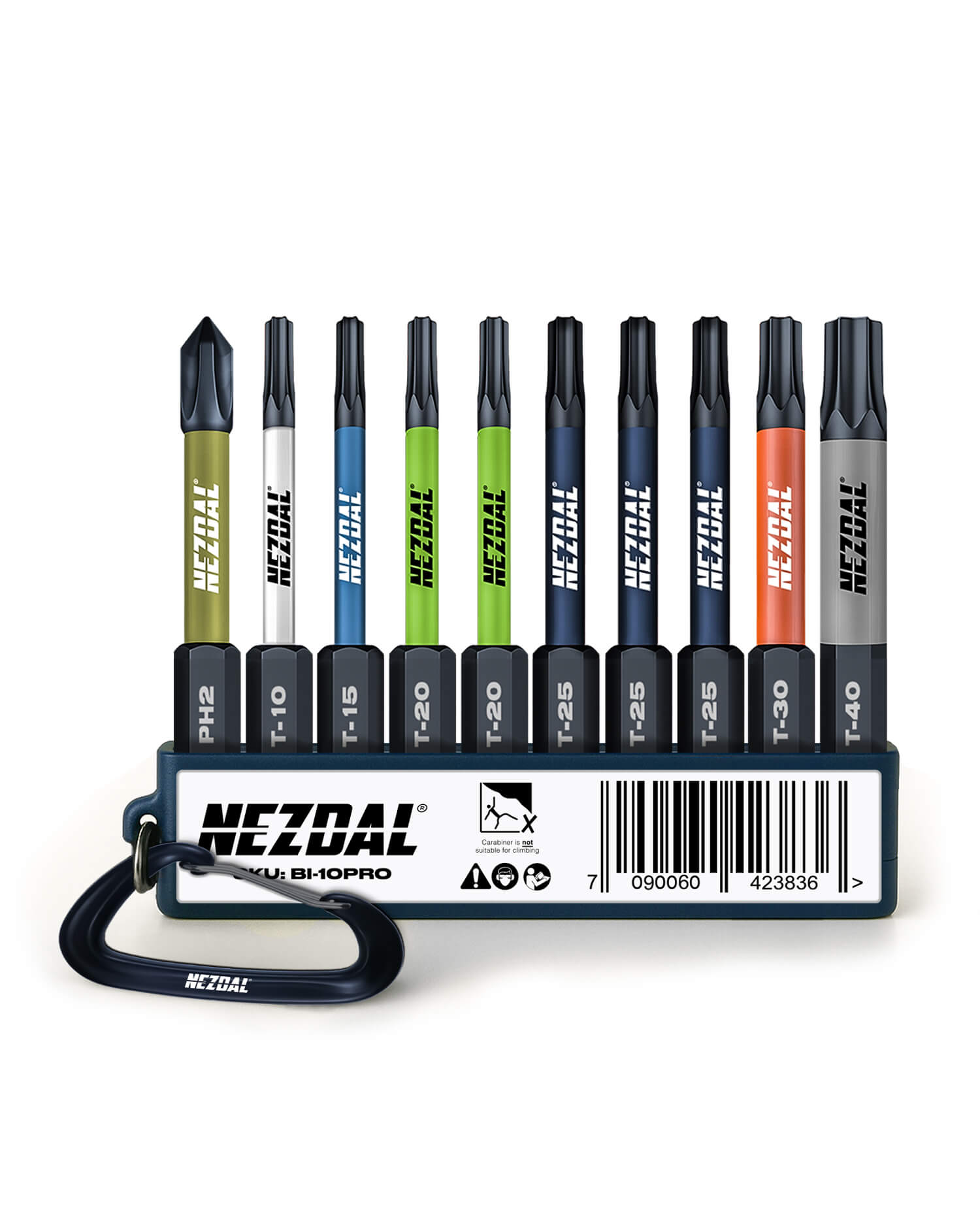 Zimmermanns Favoriten MegaPack | 25 Sets | 60mm Länge | Farbcodiert | Perfekte Passform | 10 Stk. Bits, Karabinerhalter