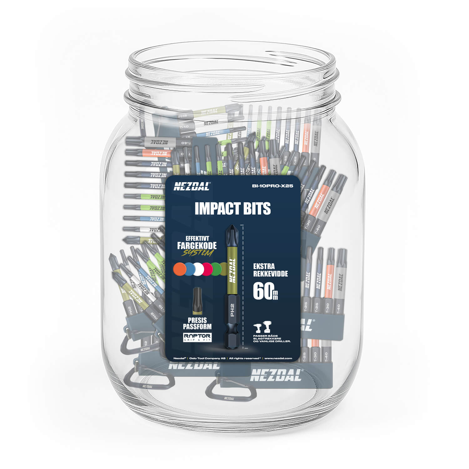 Zimmermanns Favoriten MegaPack | 25 Sets | 60mm Länge | Farbcodiert | Perfekte Passform | 10 Stk. Bits, Karabinerhalter