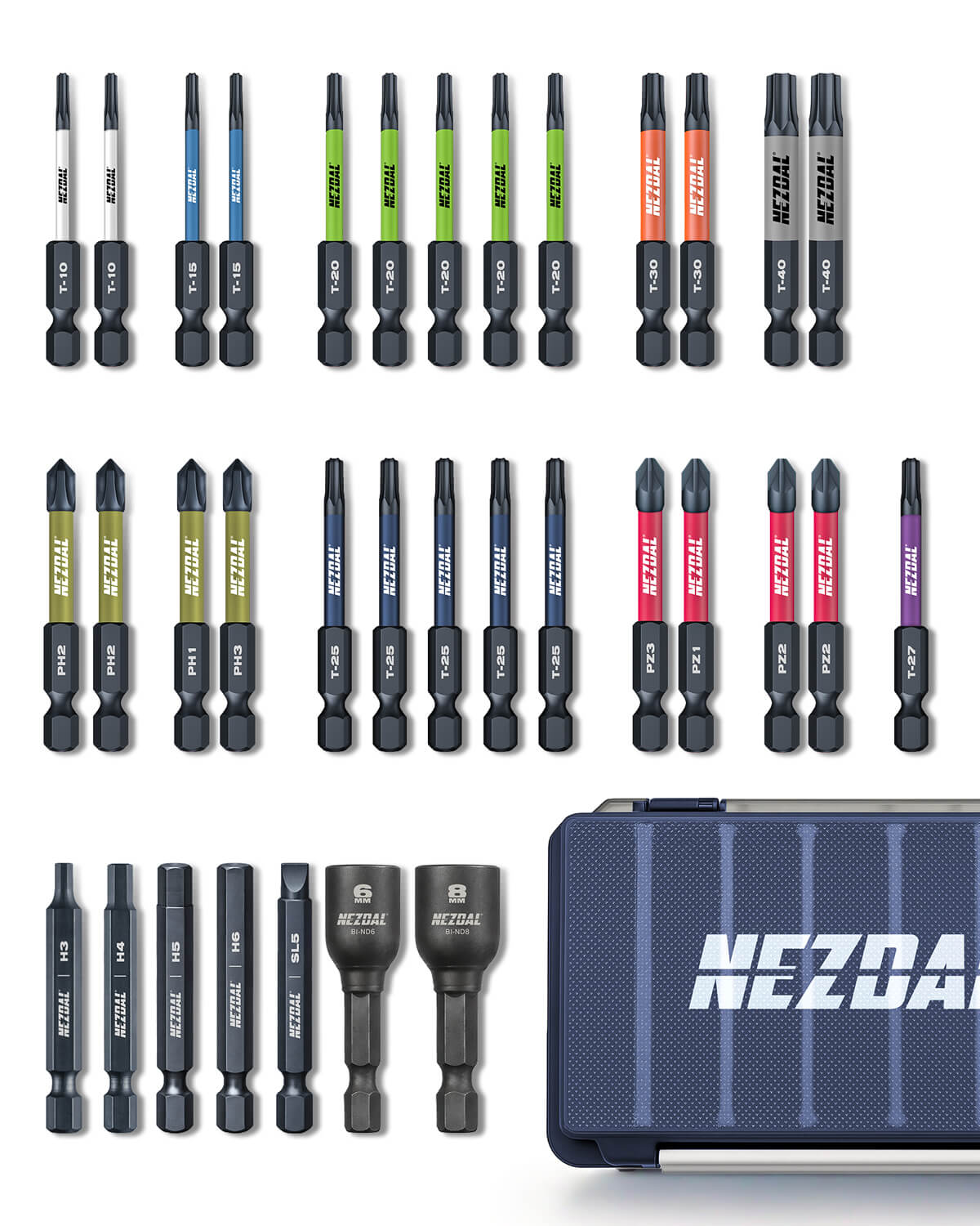 Der Allrounder | 60mm Länge | Farbcodiert | Perfekte Passform | 34 Bits + Aufbewahrungsbox