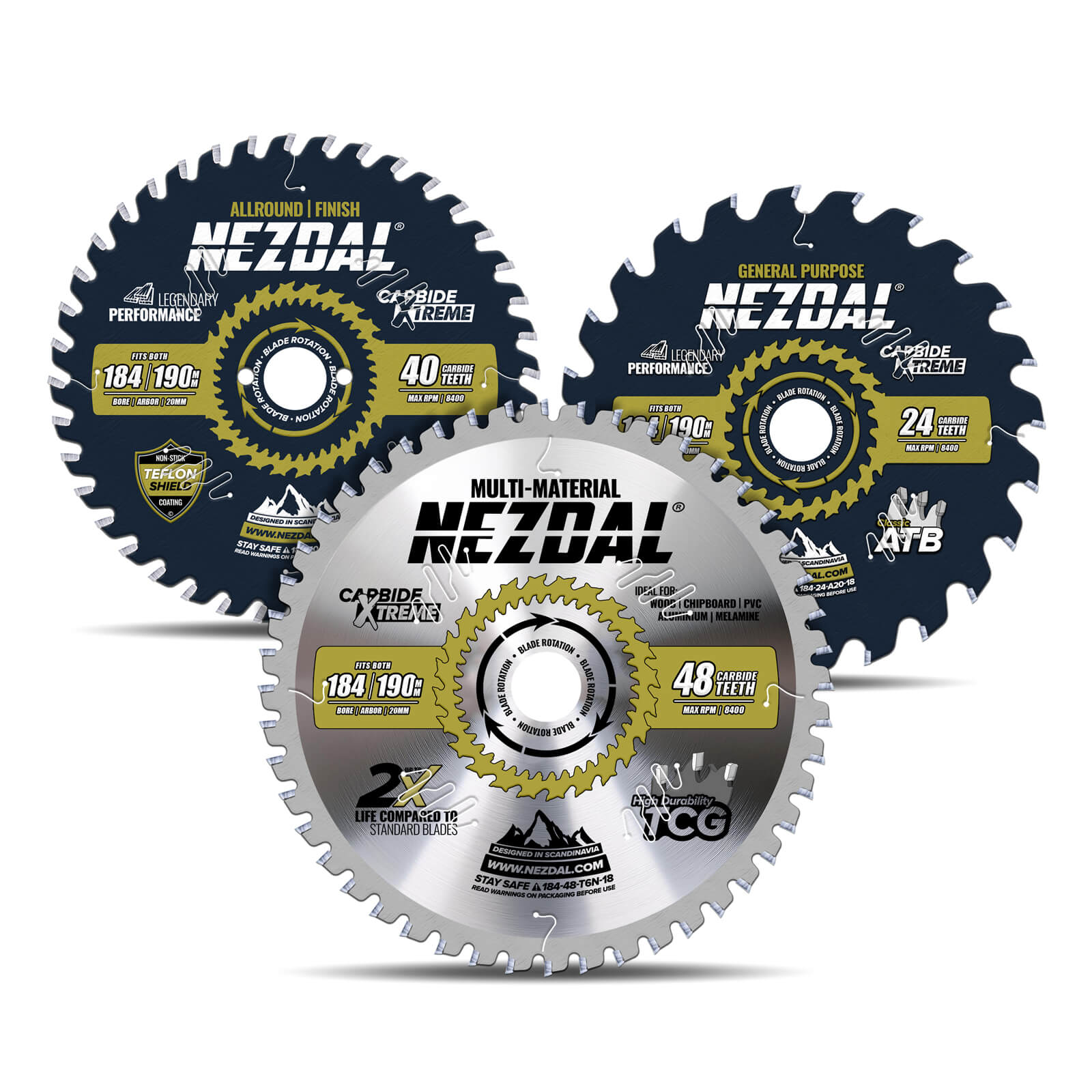184mm Trio | 24, 40, 48T | Universell, Feine Schnittqualität, Multimaterial | 30mm Aufnahmebohrung