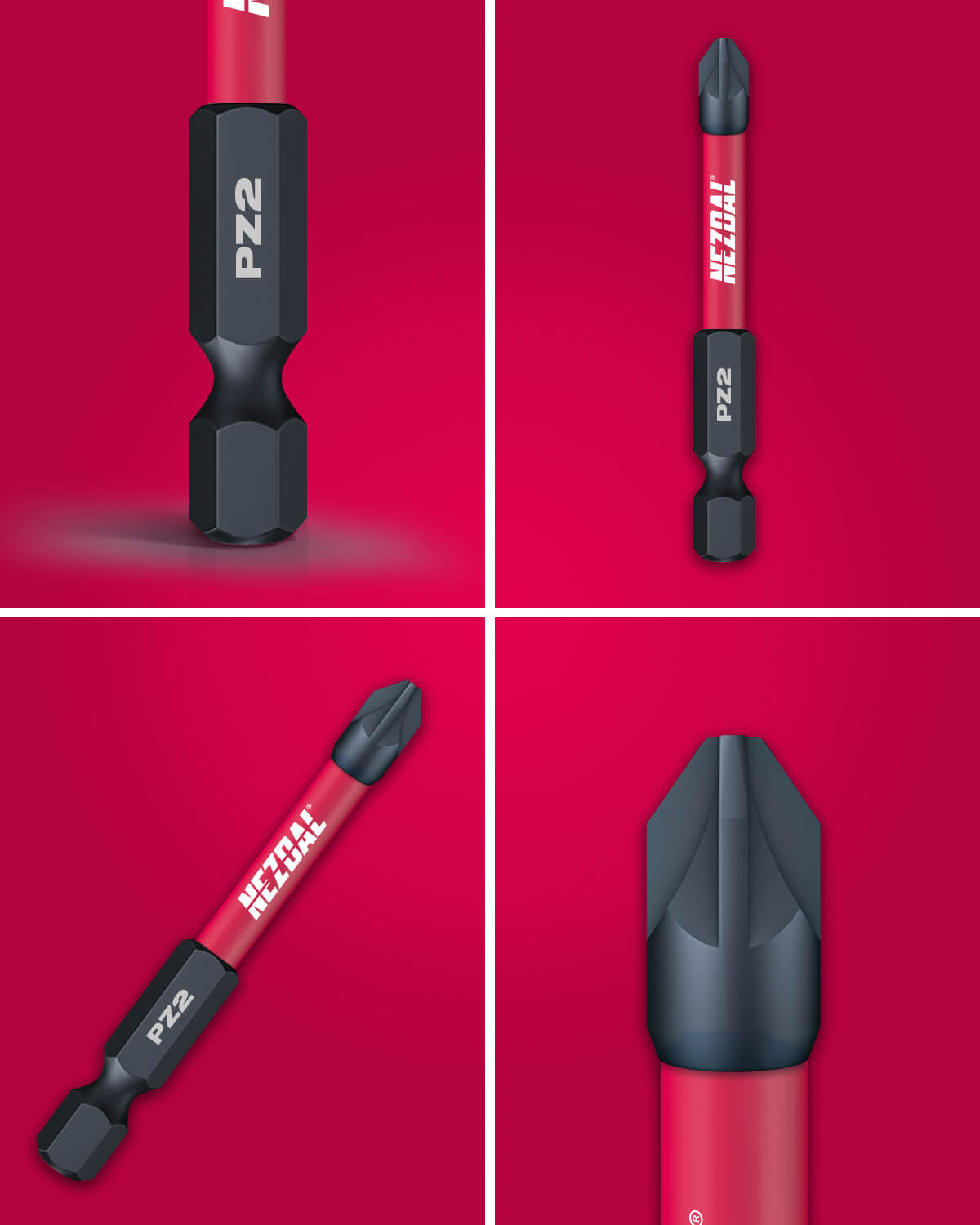 PZ2 | Bits | 60mm Länge | Farbcodiert | Perfekte Passform | Für Schlagschrauber & Bohrschrauber | 2 Stk.