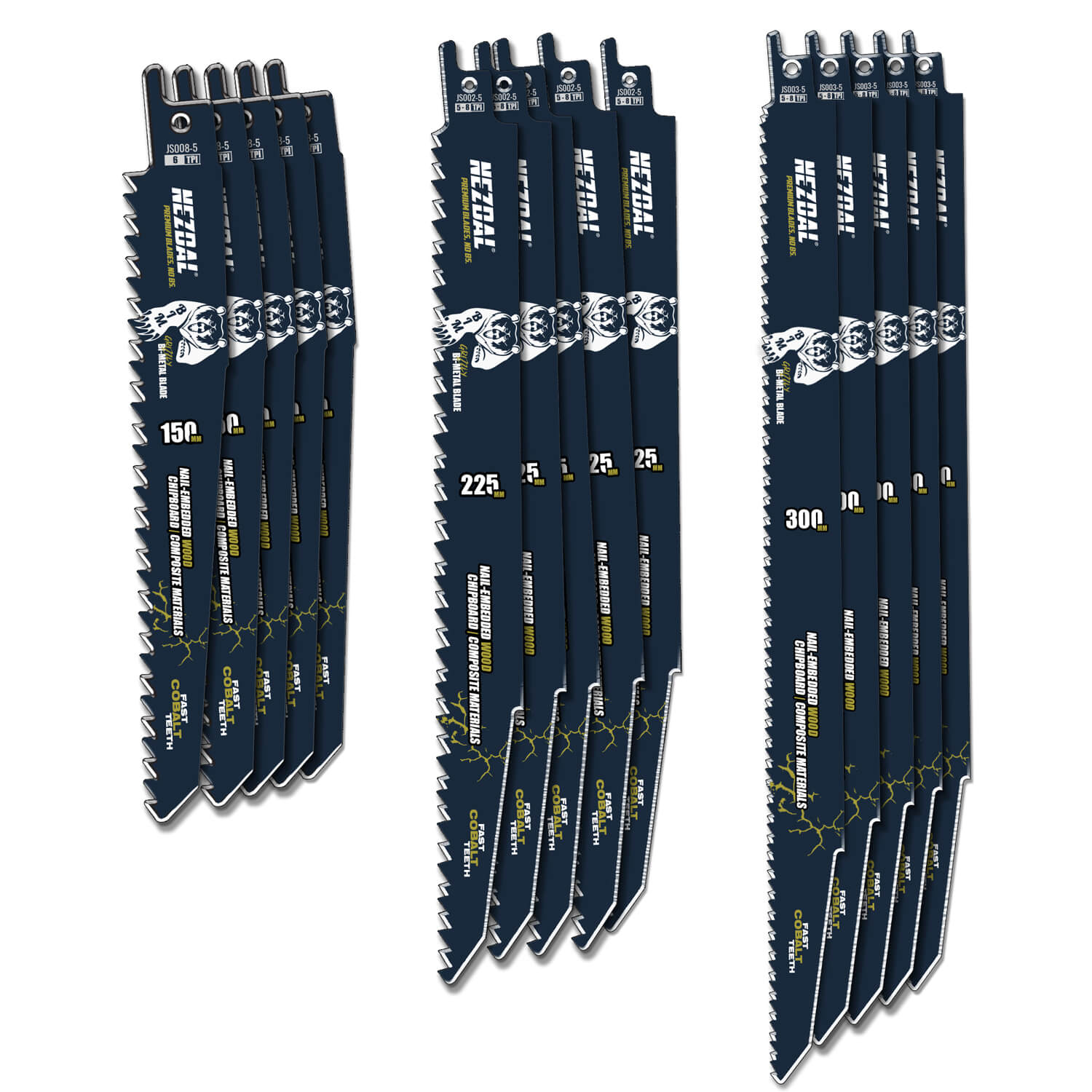 Demolition-Set | Blitzschnelle Schnitte | Holz & Nägel | Säbelsägeblätter | 15 Stk.