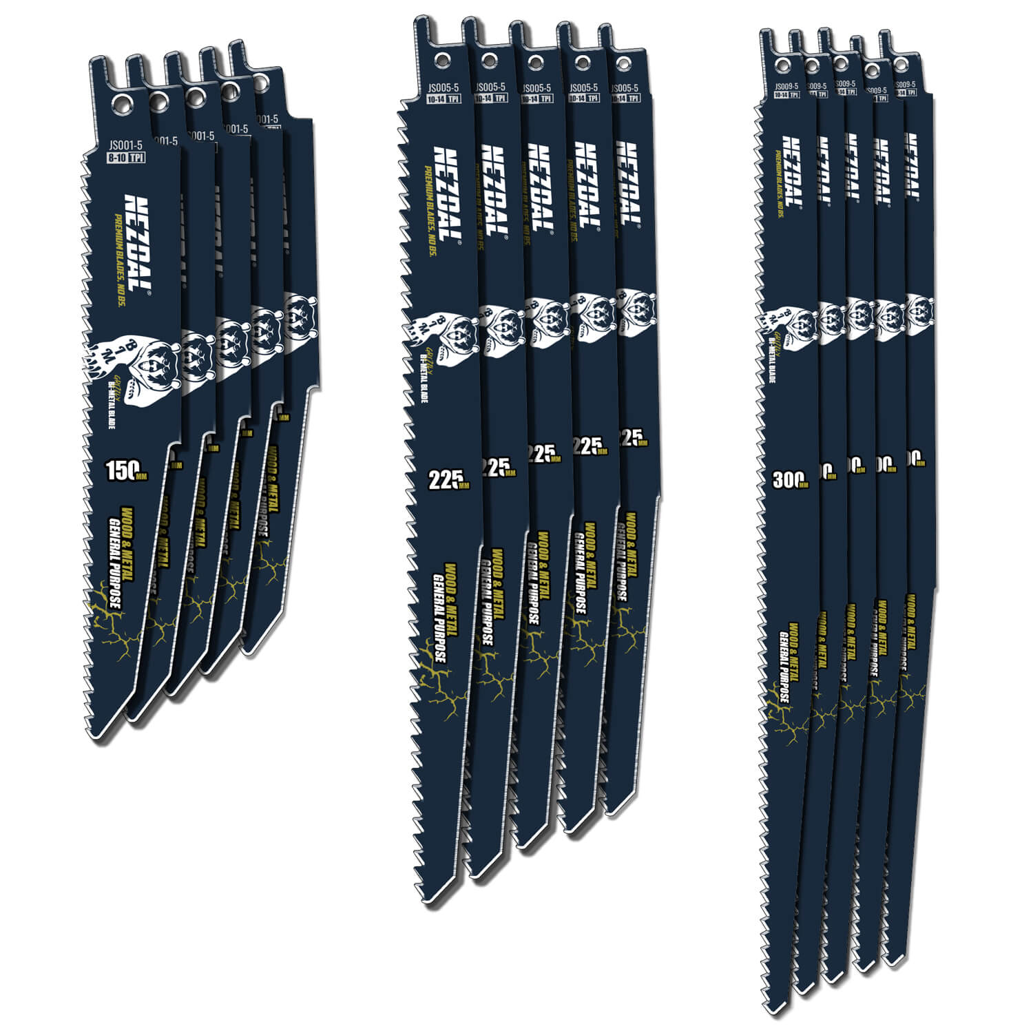 Multimaterial-Set | Vielseitig einsetzbar | Säbelsägeblätter | 15 Stk.