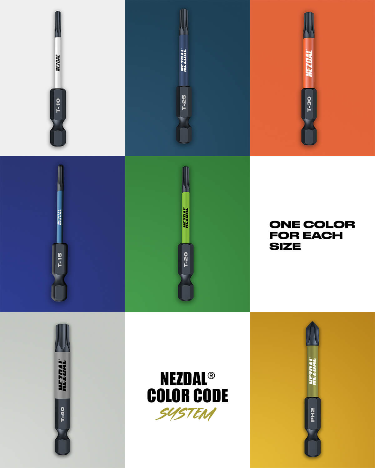 PH2 | Bits | 60mm Länge | Farbcodiert | Perfekte Passform | Für Schlagschrauber & Bohrschrauber | 2 Stk.