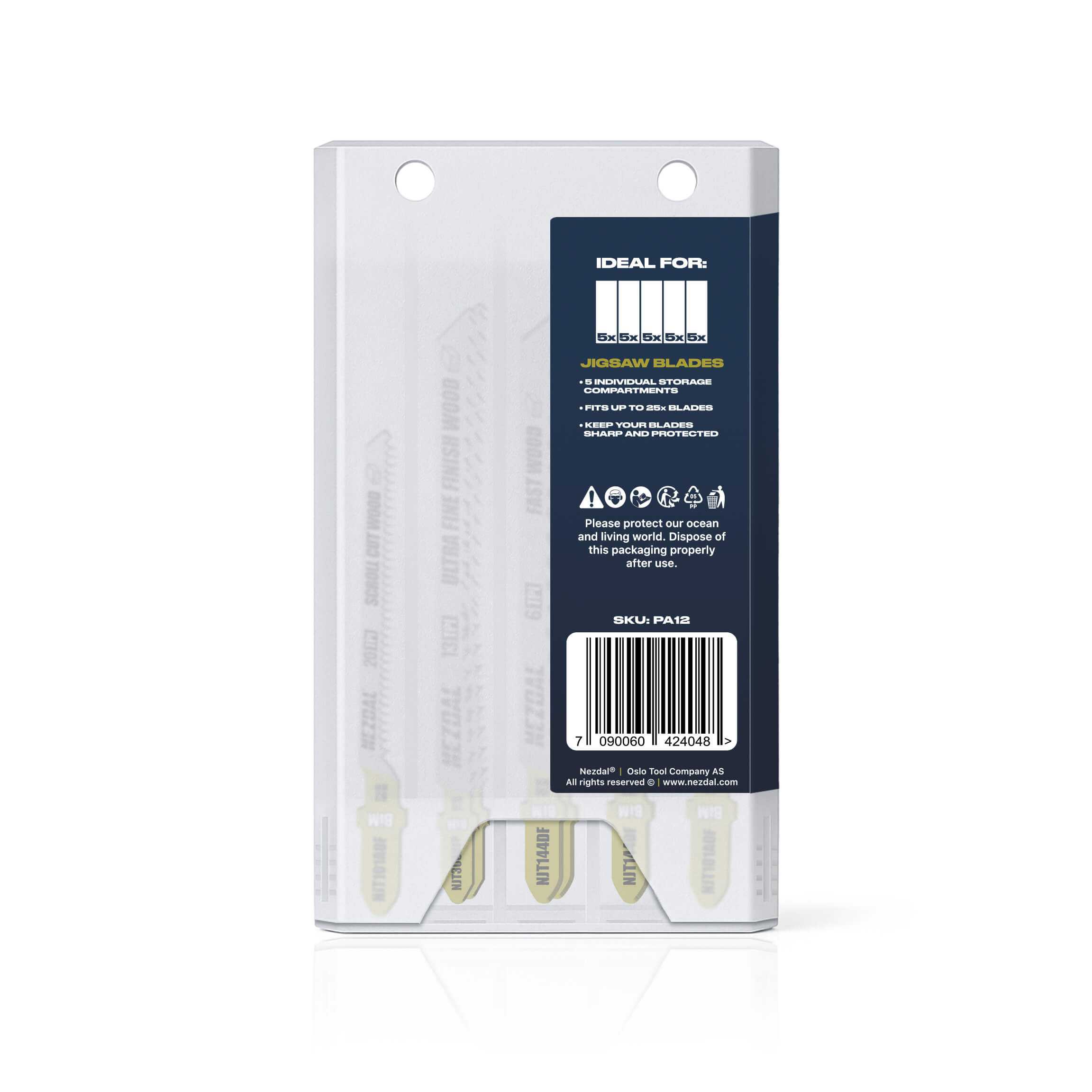 Aufbewahrungsbox | Stichsägeblätter | 5 einzelne Fächer | Fasst 25–40 Blätter pro Box | Passt perfekt in die Tasche