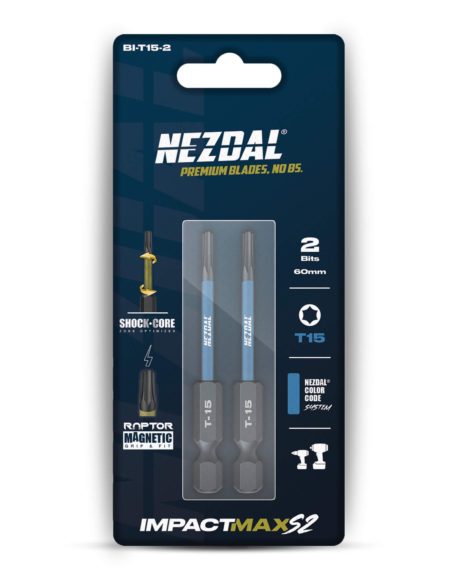 T15 | Bits | 60mm Länge | Farbcodiert | Perfekte Passform | Für Schlagschrauber & Bohrschrauber | 2 Stk.