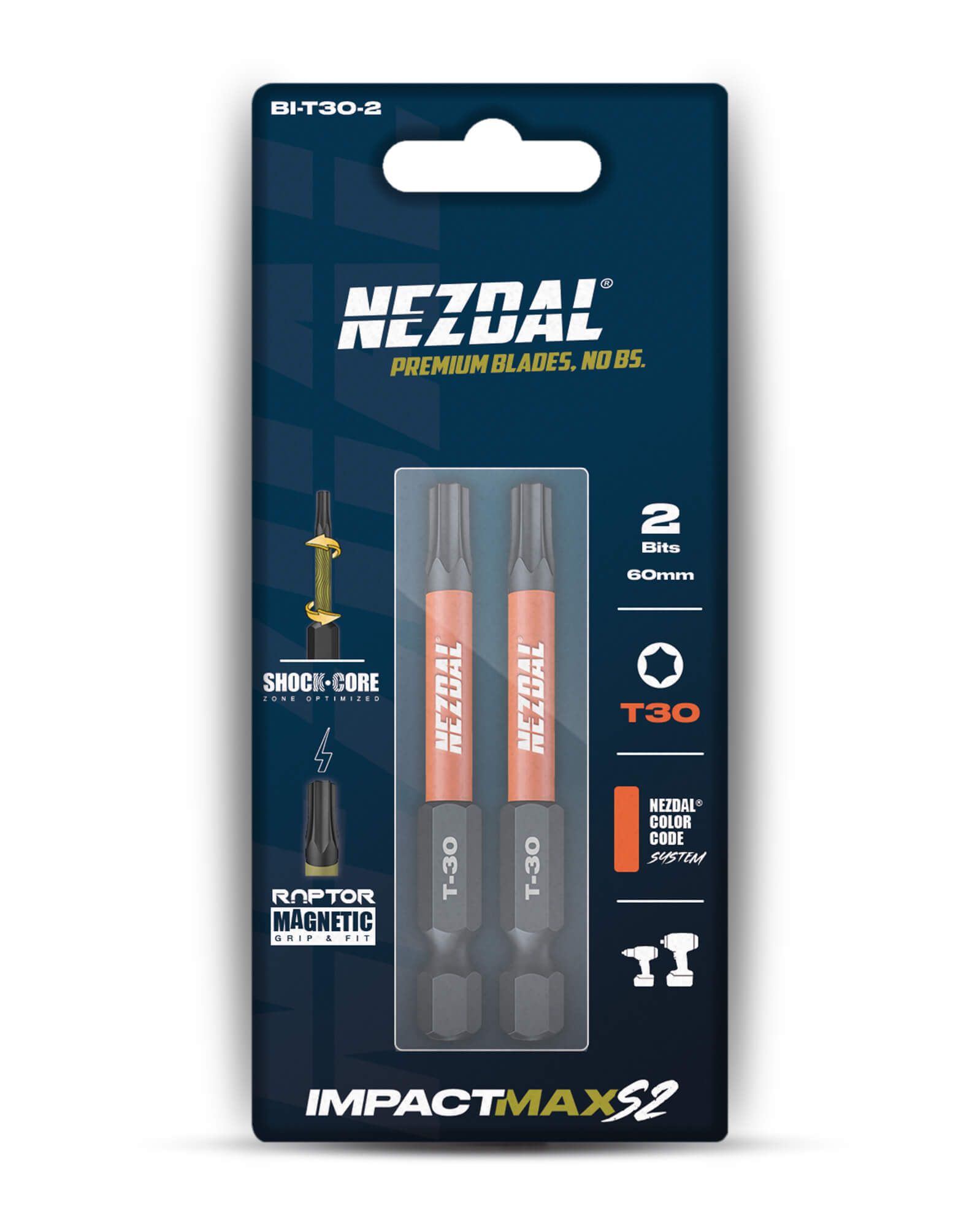 T30 | Bits | 60mm Länge | Farbcodiert | Perfekte Passform | Für Schlagschrauber & Bohrschrauber | 2 Stk.